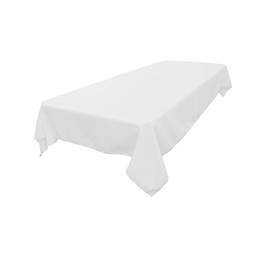 LA Linen Polyester Poplin Washable Rectangular Tablecloth, Stain and Wrinkle Resistant Table Cover 60x90, Fabric Table Cloth for Dinning, Kitchen, Party, Holiday 60 by 90-Inch, White