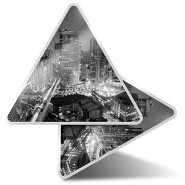 2 x Triangle Stickers 7.5cm - BW - Makati Skyline Philippines Landscape Fun Decals for Laptops,Tablets,Luggage,Scrap Booking,Fridges #43169