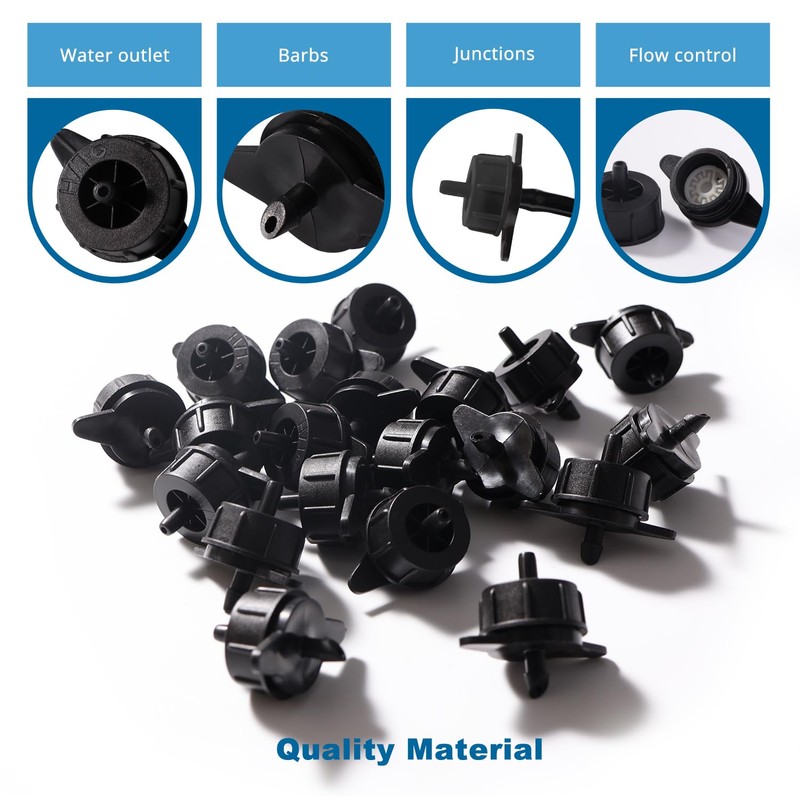 VooGenzek 50 PCS 1 GPH Pressure Compensating Dripper, 1/4 Inch