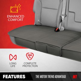 Motor Trend Car Seat Covers for Front & Rear Full Set - Nappa Leather Seat Protectors for Cars, Trucks & SUVs - Gray Automotive Seat Covers with Storage Pockets - Durable Bottom Cushion Protection