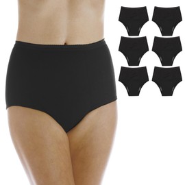 Wearever Women's Maximum Absorbency Incontinence Panties for Bladder Control - Reusable & Washable Leak Proof Underwear for Women 600 ml - (Pack of 6) (Black) (1X) (Fits Hip: 43-44")