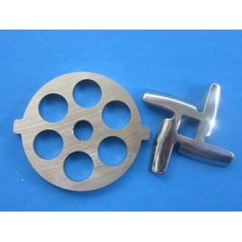 NEW sharp knife AND 1/2" hole LARGE Grind Pate' plate for FGA l & FGA ll kitchen mixer meat grinder food chopper