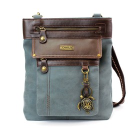 CHALA 2 in 1 Gemini Crossbody Purse/Fanny Pack with Metal Keychain (Indigo -Turtle)