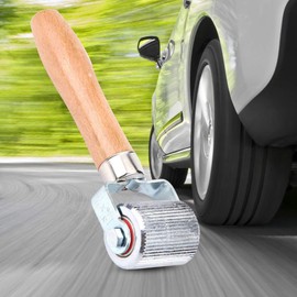TKSE Patch Tyre Repair Tool, Car Wheel Wooden Handle Tyre Patch Repair Stitcher Ball Bearing Roller Repair Tool (L)