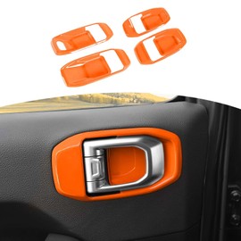 RT-TCZ for Jeep JL Inner Door Handle Bowl Cover Trim for Jeep Wrangler JL JLU Gladiator JT 2018-2024 Orange Interior Accessories 4pcs