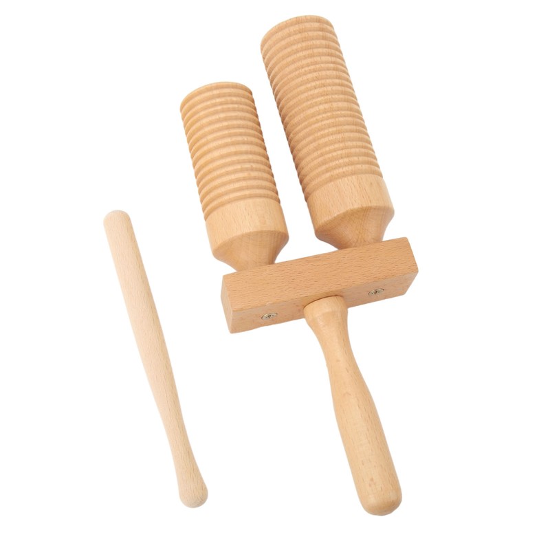 Chinese Bangzi Wooden Cylinder Clapper Treble Bass Percussion Musical Instruments
