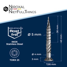 Torx Stainless Steel Patio Screw, Cutting Groove, Oval Head and Shank Ribs, All Screw Lengths, Many Quantities, Partially Threaded Wood Screw, Patio
