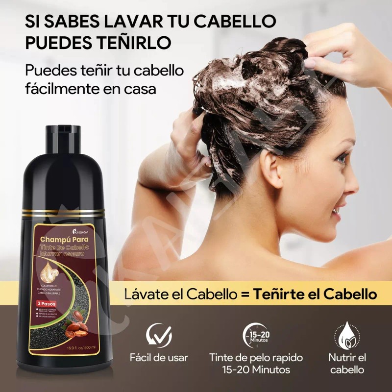 Kaisasa® Shampoo Con Tinte Cubre Canas Con Aceite De Argán