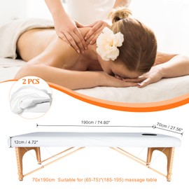 Luriseminger 2 x Stretch Cover with Hole for Massage Table, 70 x 190 cm, Waterproof Cover for Massage Table, Washable Massage Table Cover for Cosmetic Tables and Therapy Benches