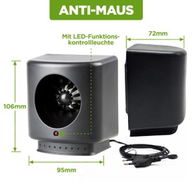 ISOTRONIC Mäuseabwehr/Rattenabwehr mit Ultraschall, Schädlingsvertreiber elektronisch für Haus, Keller, Garten, Mäuse und Ratten vertreiben ohne Chemie und Mäusefalle