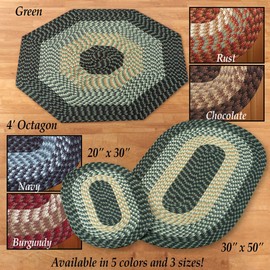 Collections Etc Versatile Alpine Braided Accent Rug with 3-Tone Coloring for Any Room, Green, 20" X 30"