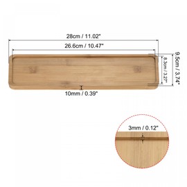 sourcing map Flower Pot Saucer 28 x 9.5 cm Bamboo Rectangular Flower Drip Tray for Indoor Use
