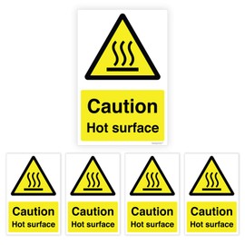 Pack of 5 Caution Hot surface Labels (100 x 150mm) Kitchen Fryer Cooking Safety Sign Sticker