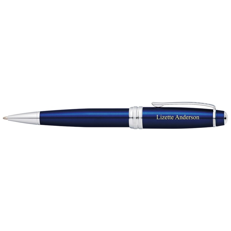 THINGS REMEMBERED Engraved Cross Bailey Blue Lacquer & Chrome Ballpoint