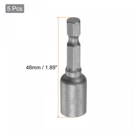 sourcing map Quick-Change Nut Driver Bit, 1/4" Hex Shank 8mm Magnetic Nut Setter Drill Bits, 1.89" Length, Metric 5 Pcs