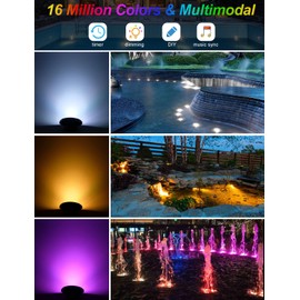 CREPOW RGB Underwater Pond Lights, Super Bright LED Submersible Fountain Lights Colored Landscape Spotlights, Bluetooth APP Control IP68 Waterproof for Fish Aquarium Tank Garden Yard Pool(Set of 1)