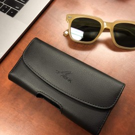 for LG Aristo 3, Aristo 2, LG Aristo, Premium Leather AGOZ Pouch Case Holster with Belt Clip & Belt Loops