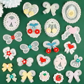 Yayatty 32 PCS Embroidered Iron on Patches Mixed Cherry Sew on Applique Patch Applique Decoration Sewing Patches for Jackets, Backpacks, Jeans, Clothes