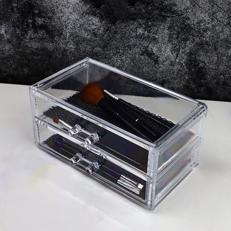 Sunydog Clear Acrylic Makeup Storage Box with 2 Drawers, Desk