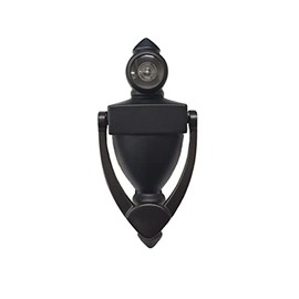 QCAA Door Knocker with 180 Degree Viewer, Die-Cast Construction 5-1/2'' Height, Matte Black, 1 Pack