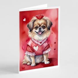 Caroline's Treasures DAC5450GCA7P Tibetan Spaniel My Valentine Greeting Cards Pack of 8 Blank Cards with Envelopes Whimsical A7 Size 5x7 Blank Note Cards