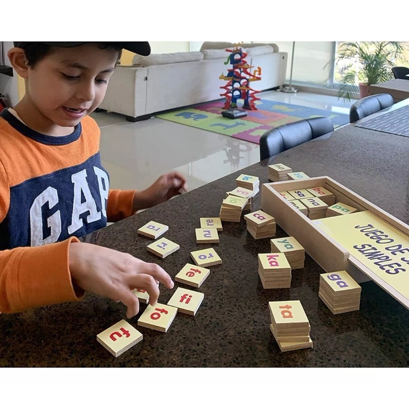 D. Imprehispanica 5 Cajas De Silabas Simples, Lectoescritura Madera, Didáctico