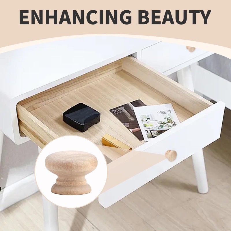 Benaewa 8 Pcs Wooden Door Knobs with Screws, 35mm*25mm Drawer