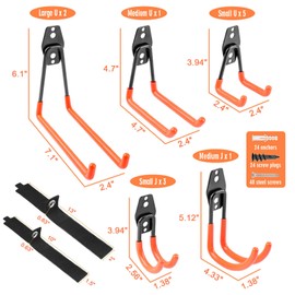 Garage Hooks Heavy Duty 14 Pack, Steel Garage Storage Hooks, Tool Hangers for Garage Wall Utility Wall Mount Garage Hooks and Hangers with Anti-slip Coating for Garden Tools, Ladders, Bulky Items