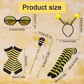 5 Pcs Bee Costume Kit, Bee Costume Accessories, Bee Costume with Honey Bee Wand Bee Antenna Glasses for Women Adult Cosplay