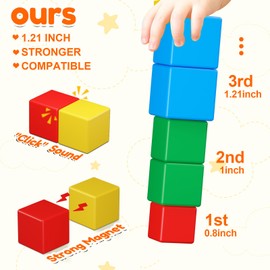 Magnetic Blocks for Kids 3-5 45PCS Toddler Magnet Tiles Construction Building Cubes Toys for 3 4 5 6 7 8+ Year Old Boys Girls Son Creative STEM Educational Montessori Sensory Christmas Birthday Gifts