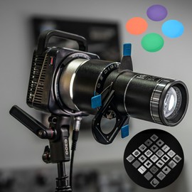 Optical Snoot for Bowens Mount Light,Photography Spotlight Projector for Tiktok Portraits Shape The Light Compatible with Aputure Amaran 60D/XS/100X/D 200D/GODOX SL60,4 Color Filters and 25 Gobos