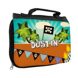 Toiletry Bag with Names Dustin and Pirate Design For Boys With Name Washing Toiletries Bag for Children