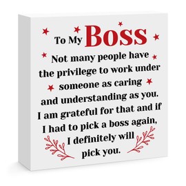 Boss Appreciation Gifts Boss Day Gifts for Women Men Wood Box Sign Desk Decor Goodbye Farewell Christmas Birthday Retirement Gifts for Boss Manager Leader Office Decor