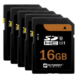 Synergy Digital 16GB Secure Digital SDHC UHS-I Memory Cards, Compatible with Canon PowerShot ELPH 360 HSá Digital Camera - Class 10, U1, 95MB/s, 300 Series - Pack of 5
