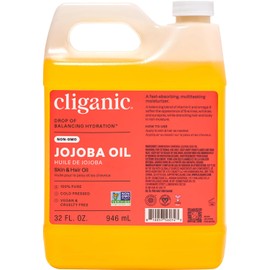 Cliganic Aceite de jojoba sin OMG a granel, 32 onzas, 100% puro