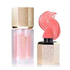 DAGEDA Liquid Blush,Soft Cream Blush Makeup,Liquid Face Blusher Pearl with Cushion Applicator, Silky Blush Stick Long-lasting Creamy for Blush Makeup(Soft Peach)