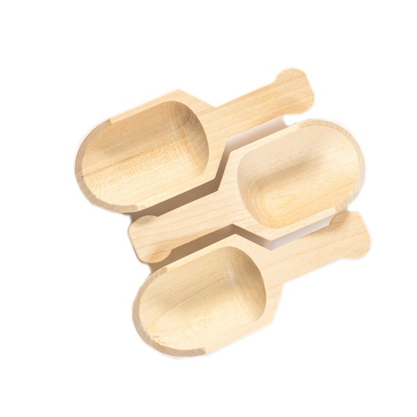 Perfectware PW Scoop 4-10 Mini Wooden Scoops, 0.25" Height, 0.25" Width, 4" Length (Pack of 10), Small,Beige