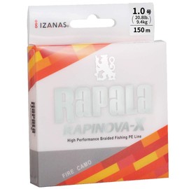 Rapala RLX150M10FC PE Line, Rapinova X, Camo Pattern, 492.2 ft (150 m), No. 1.0, 20.8 lb (1.0 m), 4 Braids, Fire Camo