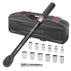 UYECOVE 14Pcs 1/2-Inch Drive Click Torque Wrench Set 10-170 ft.lb/13.6-230.5 Nm, Dual-Direction Adjustable 72-Tooth Torque Wrench for Moto and Car Maintenance