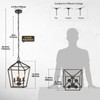 4 Light Chandelier Lighting, Industrial Ceiling Light Black Lantern with