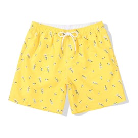 SUNDAY ROSE 3 Pack Mens Swim Trunks with Mesh Lining Quick Dry Swim Shorts Bathing Suit for Men Black Cactus/Rose Red Pineapple/Yellow Tree Size M