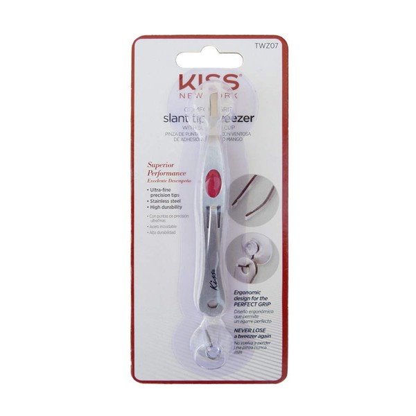 Kiss Slant Tip Tweezer With Suction Cup