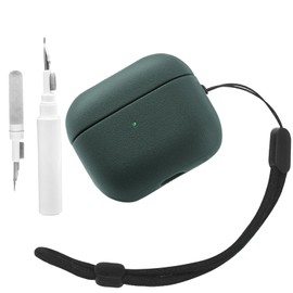 Teyomi TPU Case Compatible with AirPods 3, with Cleaning Kit, Protective Case Compatible with Airpods 3nd Generation with Hand Strap, Leather Touch Design for Airpods 3 Cover Dark Green)