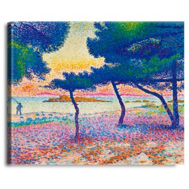 A&T ARTWORK La Plage de Saint-Clair, 1896 The World Classic Art Reproductions, Giclee Canvas Prints Wall Art for Home Decor, 45x36x1.5 inches