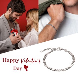 Galis Cuban Link Bracelet for Men - Silver Plated Over Premium Stainless Steel Bracelets, Mens Gifts Ideas, Stylish Men's Jewelry, Valentines Day Gifts for Him 7" Wrist Size & 5mm Chain Thick