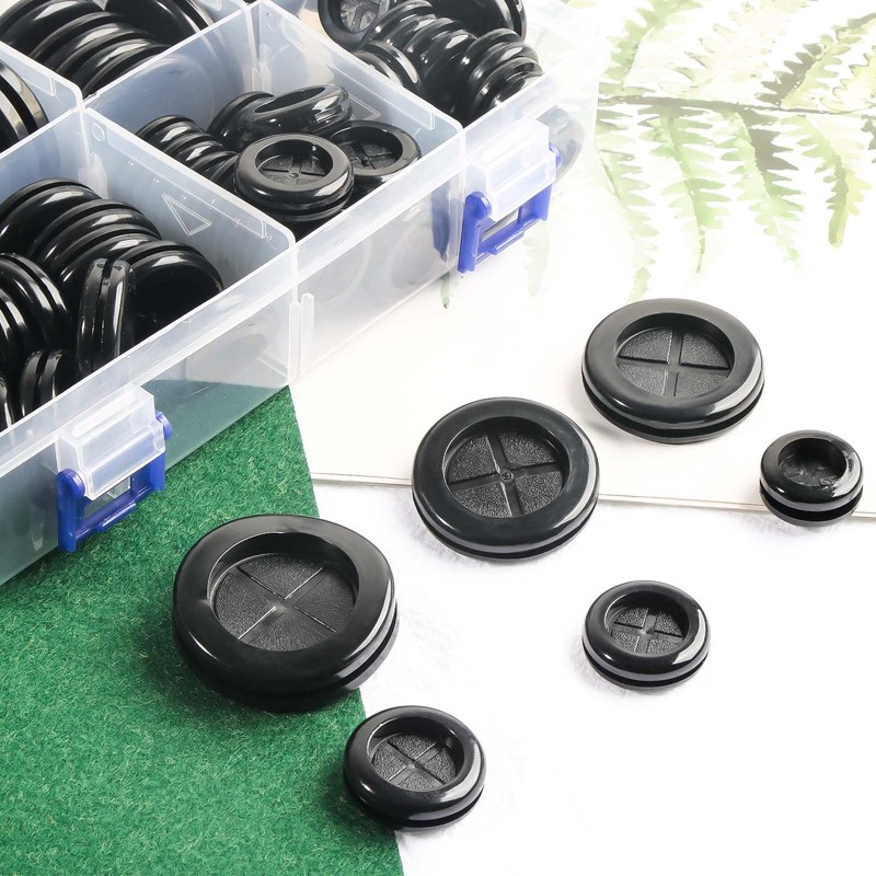 83pcs Rubber Grommets kit, Double Sided Cable Hole Closed Plug