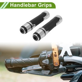 HOPESPANNER 7/8" 22mm 15/16" 24mm Universal Motorcycle Hand Grips Cover Non Slip Aluminum Alloy Rubber Handlebar End Grips Silver Tone 1 Pair