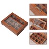 Wooden Tea Bag Storage Box with 12 Compartments, Plexiglass Lid,