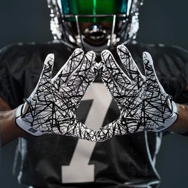 Cutters Game Day Football Glove, Silicone Grip Receiver Glove. Youth & Adult Sizes (1 Pair), Black, X-Large (S150-01-35)