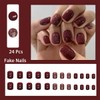 Juneyemo 24 Pcs Short Square False Nails Shimmery Press On